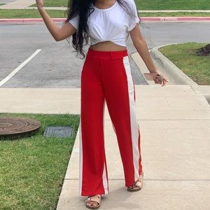ASOS Red pants with white side stripe